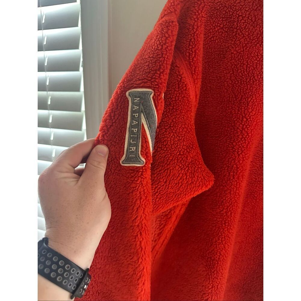 Vintage Napapijri Made in Italy Red Sherpa M Half Zip - Picture 3 of 5